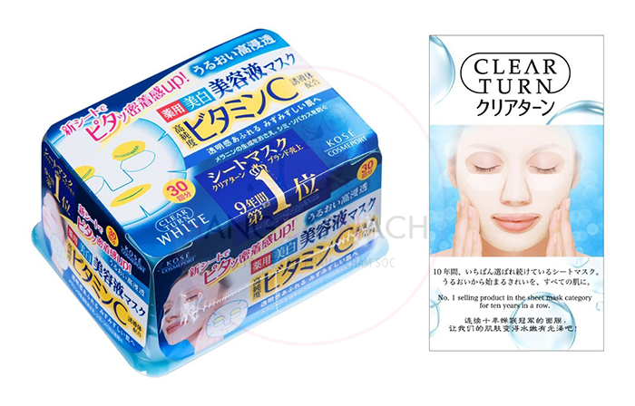 Mặt nạ Collagen Kose clear turn, dưỡng da hiệu quả.