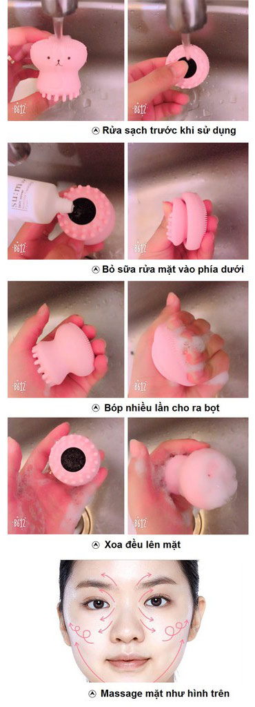 Hướng dẩn sử dụng miếng rửa mặt Bub Bub Sponge của Nhật